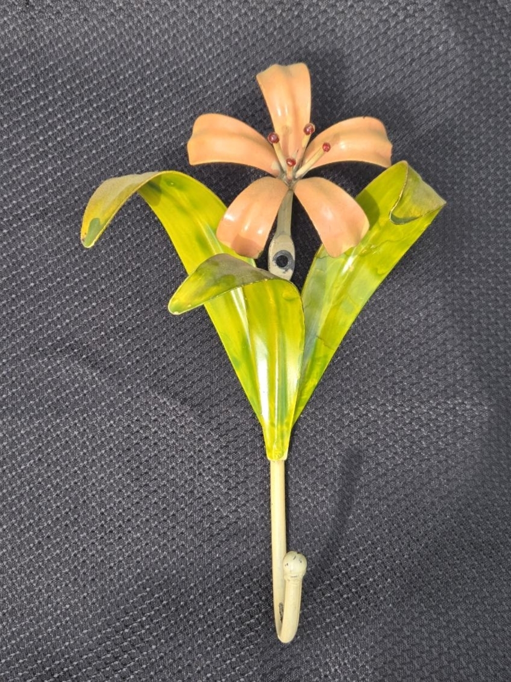 Vtg. Italian Handpainted Meyal Flower Wall Hook.